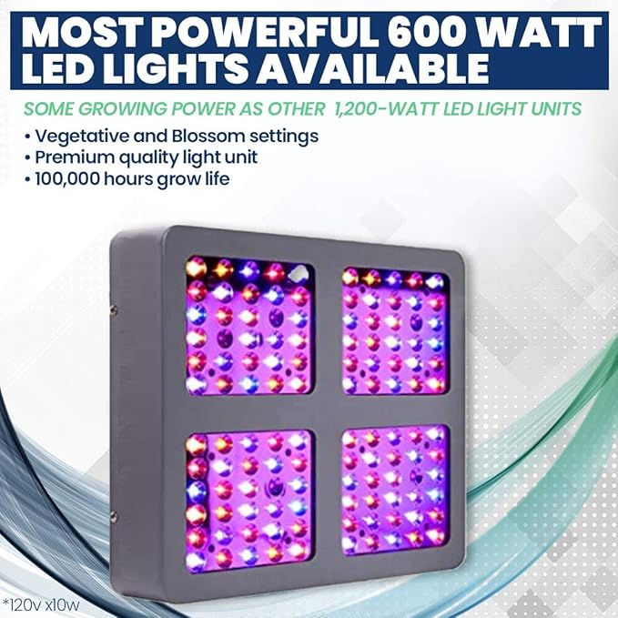 48" x 48" x 80" Complete Grow Tent Kit - 600W LED Grow Light, Black, Aluminum, Mylar
