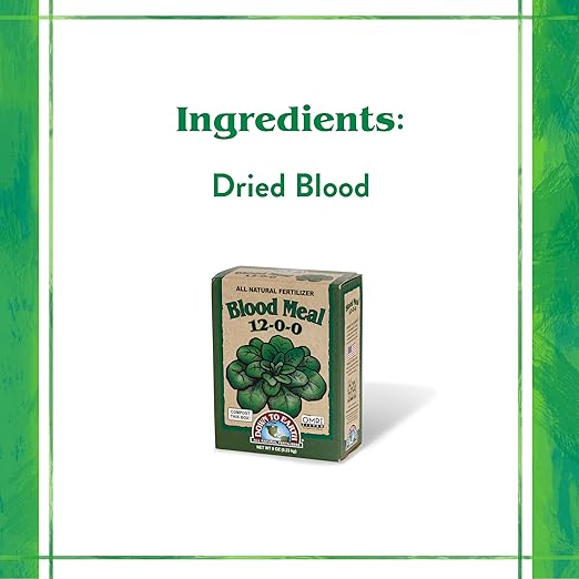 Down To Earth All Natural Fertilizers Organic Blood Meal - High Nitrogen Plant Food for Green Growth 12-0-0, 0.5 lb