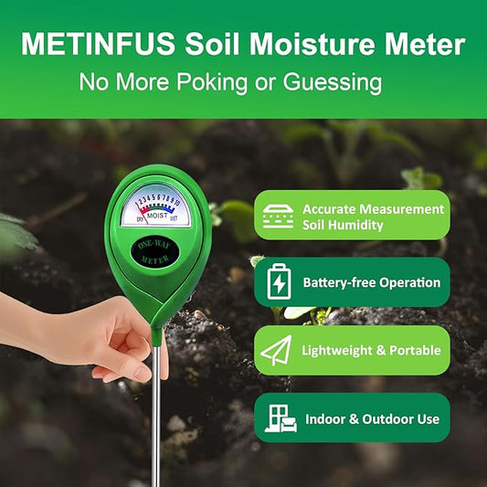 Soil Moisture Meter Tester for Plants, Soil Moisture Monitor for House Plants, Plant Water Meter Indoor & Outdoor Use, Hygrometer Sensor for Gardening, Farming, No Battery Required