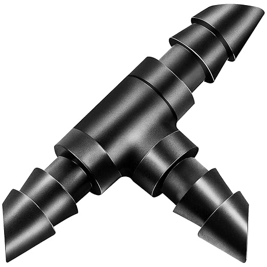 110 Pack Drip Irrigation 1/4" Barbed Tee Fittings, Drip Line Barbed T Connectors for 1/4 Inch Irrigation Tubing Micro Irrigation Connection Parts for Garden Sprinkler Systems
