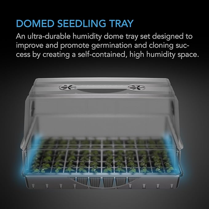 AC Infinity Large Humidity Dome, Heavy-Duty Germination Kit with 3 mm Thickest Clear Dome, Sturdy Drip Tray, 6x12 Cell Seedling Tray, Vented Height Extension Panels, for Seed Starting, Cloning Plants