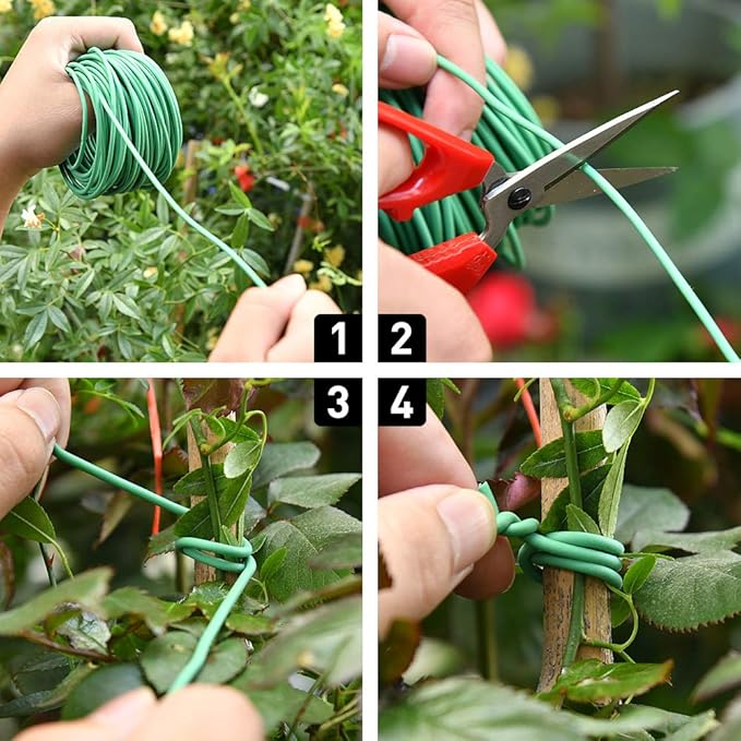PGarden-EZ Green Soft Twist Tie Tomato Plant Tie TPR Garden Supply, for Supporting Plants and Home Organizing (328 feet/100 Meters)