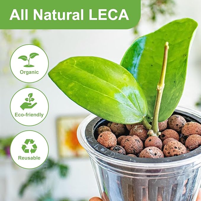 Pulovin 2.5 lbs LECA Clay Pebbles for Plants, 4-16mm LECA Balls for Indoor Plants Drainage, Hydroponics, Aquaponics, Natural Clay Balls for Soil Root Development, Orchid Potting Mix