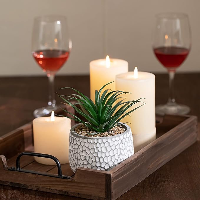 CADNLY Small Fake Plants in Pot - Artificial Succulents for Desk - Small Faux Plants Indoor Modern Farmhouse Artificial Decor - Fake Potted Succulents Decor for Bedroom Bathroom Office Shelf Table