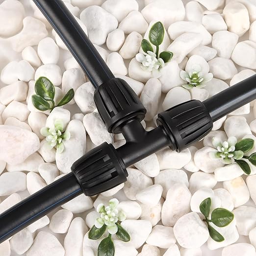 RedChili 17 Pcs 1/2 Inch Irrigation Tubing Fittings Kit, (1/2" ID x0.6-0.65" OD) 16mm Drip Tubing Barbed Locked Nuts Connectors with 2 Couplings 4 Tees 2 Ends 4 Elbows 3 Valves 2 Faucet Adapters