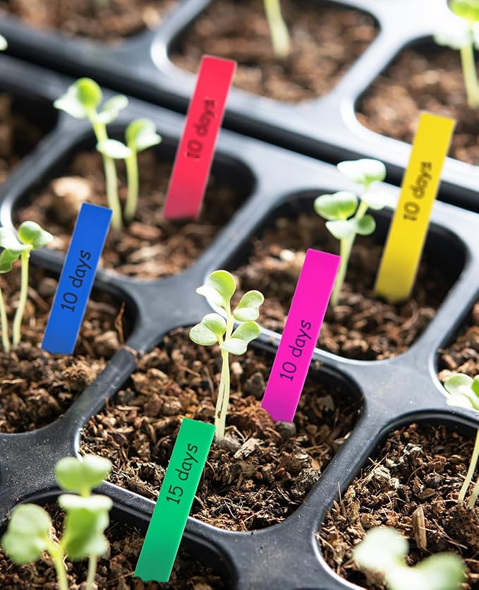 Homenote 200-Piece 4-Inch Plastic Plant Labels: Waterproof Garden Tags for Seedlings and Vegetables, Outdoor Garden Markers with Permanent Marking Pen,Multicolor