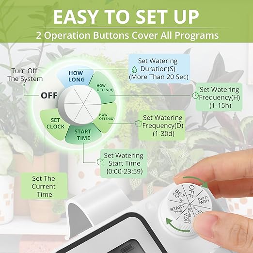 Automatic Plant Waterer Indoor Self Watering System, Plant Watering Devices, Automatic Watering System for 15 Potted Plants with Programmable Water Timer, Plant Watering System for Vacation