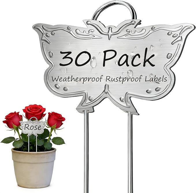 Metal Plant Labels 11in Tall 30 Pack Silver Outdoor Waterproof Garden Label Large Garden Seed Stake Tags for Flowers Fruits and Vegetables