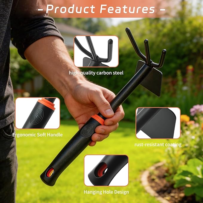Hand Hoe, Mini Weeder Hoes for Gardening Digging Tool Two Head Hoe Manual Weeders Digging Tools Double Hoe Cultivator for Yard and Garden