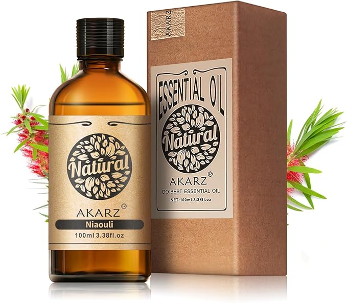 AKARZ 100ml Niaouli Essential Oil Natural Niaouli Oil Pure for Candle Making,DIY Skincare Products Massage,Home Spa Relaxation