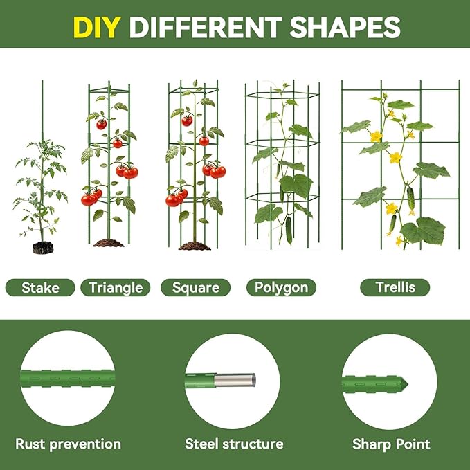 Halatool 8 Pack Tomato Cages for Garden, Up to 48in (4FT) Adjustable Tomato Cage, Garden Stakes Tomatoe Trellis for Pots, Tomatoes Plant Support for Raised Garden Bed & Climbing Vegetables Flowers