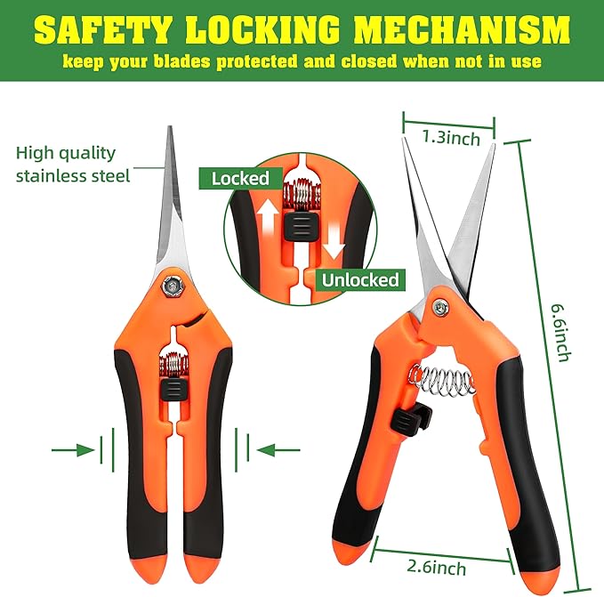 EWPJDK 4 Pack Garden Shears, Stainless Steel Shears Gardening Tools, Scissors, Garden Clippers, Pruning Shears for Gardening Shears & Scissors (Orange)