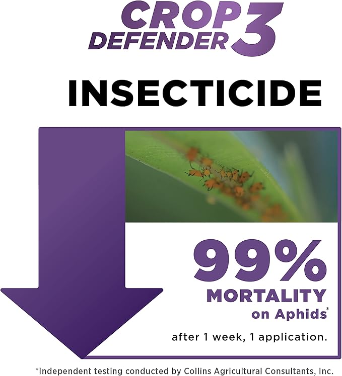 Grower's Ally Crop Defender 3 - Ready-to-Use Miticide, Insecticide, Fungicide Control for Plants - OMRI Listed Natural Garden Safe Spray for Powdery Mildew, Spider Mites, Russet Mite Killer - 24 Oz