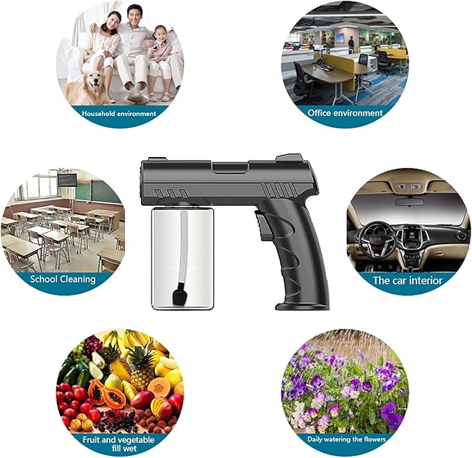 Nano Sprayer, Handheld Household Nano Atomizer, Blue Light Atomizer, Android Charging, Very Suitable for Watering Plants and Trees (Black)