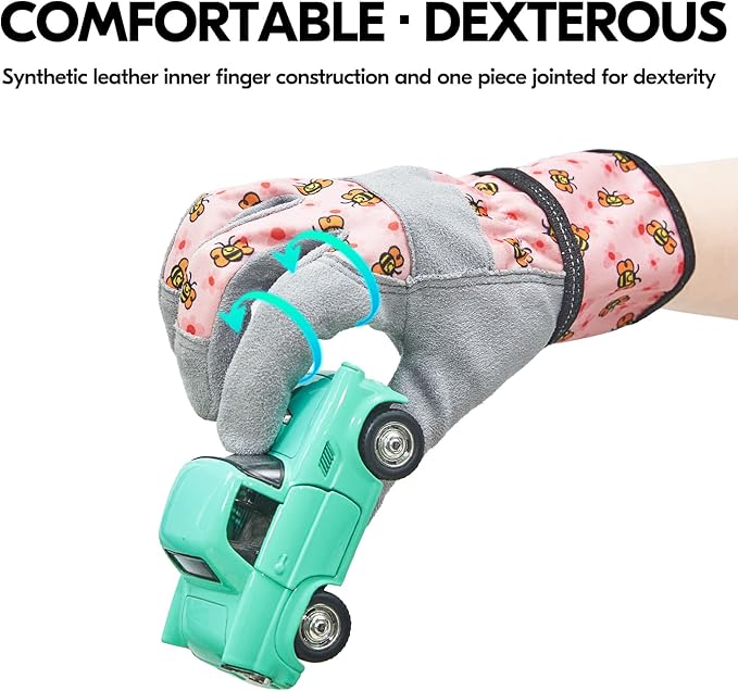 Vgo... 1-Pair Age 3-4 Kids Gardening Gloves,Children Yard Work Gloves,Soft Safety Outdoor Playing Gloves(Size XS, Blue Plane, KID-MF3561)