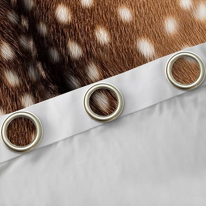 Erosebridal Brown Deer Hide Curtains,Hunting Elk Reindeer Fur Window Curtains 2 Panels 52" Wx63 L,Jungle Woodland Animal Skin Curtains & Drapes,Wild Safari Themed Wild Animals Print Window Treatments