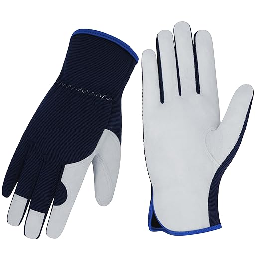 Gardening Gloves, Garden Gloves for Women and Men, Thorn Proof Working Gloves, Durable Leather Work Garden Gloves for Yard & Outdoor Work, Blue, M