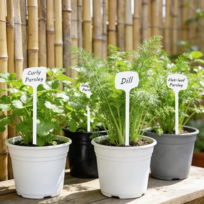 KINGLAKE Outdoor Large Plant Labels - 50 Pcs Tall Plastic Plant Tags Nursery Garden Labels Plants Markers for Outdoor Garden Waterproof Plants Name Tags for Vegetables Herb with Permanent Marking Pen