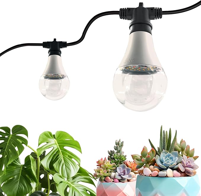 Grow Light Bulbs LED Growth Bulb A25, Full Spectrum Plant Light E26 Base 15W, houseplant Growting lamp, Seed Start, Greenhouse Indoor or Outdoor (Grow Bulb (6 Lights and Cord))