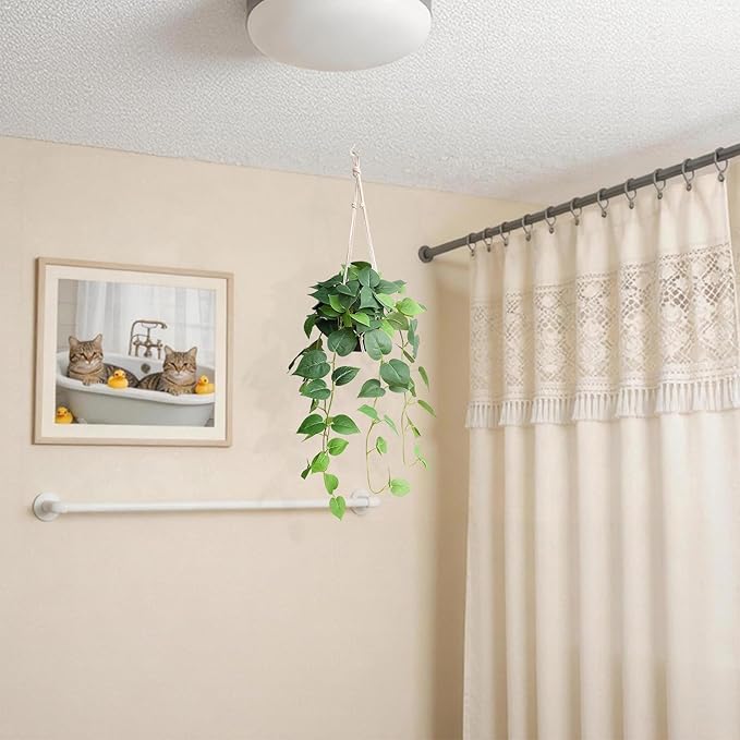 alyptus Fake Hanging Plants Artificial Decor Indoor Outdoor Realistic Silk Devil's Ivy Hanging Potted Plants Faux Greenery Plant Pothos Vines with Pot for Home (Hanging Pothos - Green)
