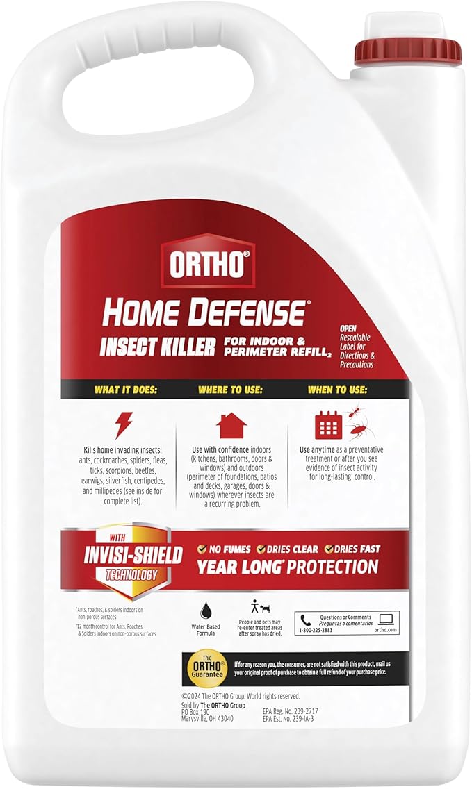 Ortho Home Defense Insect Killer for Indoor and Perimeter Refill2 - Ready-To-Use Bug Spray Refill, Kills Ants, Roaches, and Spiders, 1 gal.