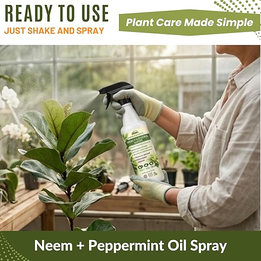 Neem & Peppermint Plant Spray for Garden, Vegetables & Indoor Plants – Botanical Leaf Care Mist, Supports Clean Healthy Leaves, Ready-to-Use Garden Spray for Fruits, Herbs & Houseplants