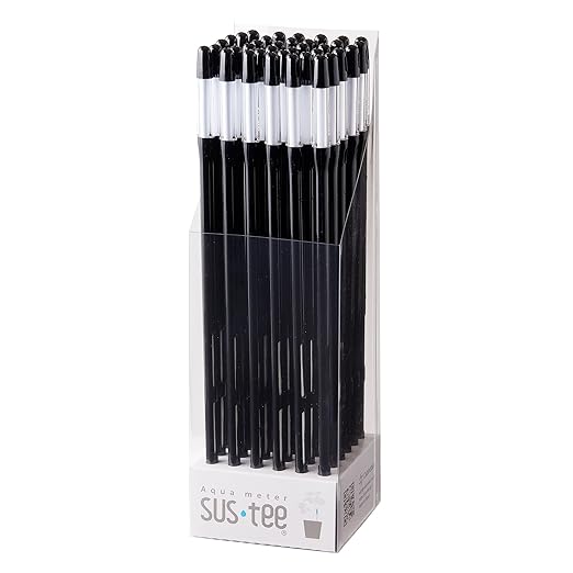 Sustee Aquameter - Large - Black - Bundle of 36 - Leave-in Soil Moisture Meter for Potted Plants - Plant Water Sensor - Refillable