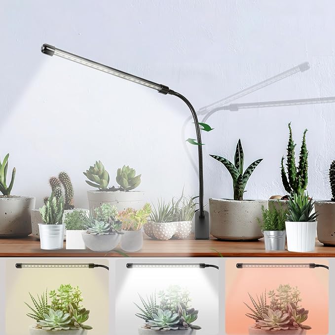 Clip On Grow Light for Indoor Plants,Full Spectrum Led Plant Grow Lights with Auto-Timer, Plant Growing Lamp for Seed Starting,Houseplants, Bonsai, Pot Plant(2 Lamps)