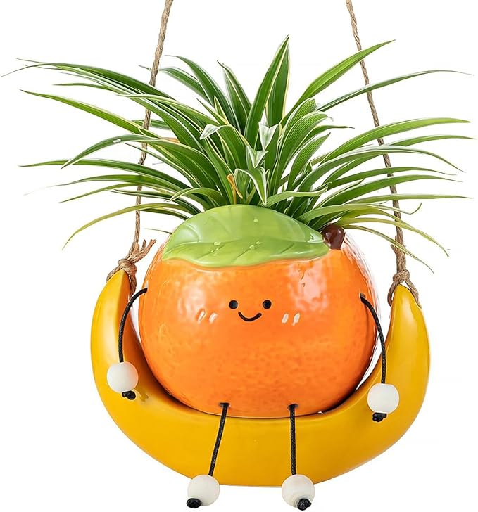 Gardening Plant Gifts for Women: Cute Hanging Planter Gift for Plant Lovers Mother - Smiley Face Small Flower Pot for Succulent Cactus Spider
