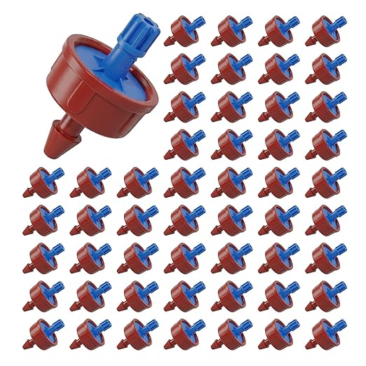 0.5 GPH Pressure Compensating Drippers: 50 Pack Drip Irrigation Spot Emitters Constant Flow Drip Emitters Heads Drip Irrigation Parts for Garden Irrigation System