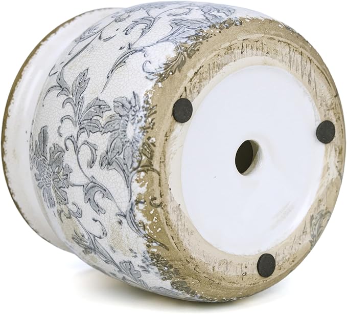 Dosayes Ceramic Pot for Planter, Vintage Flower Pot with Drainage Holes, 6.29 inch Ice Crack Glazed Indoor Planters Pot (Old World)