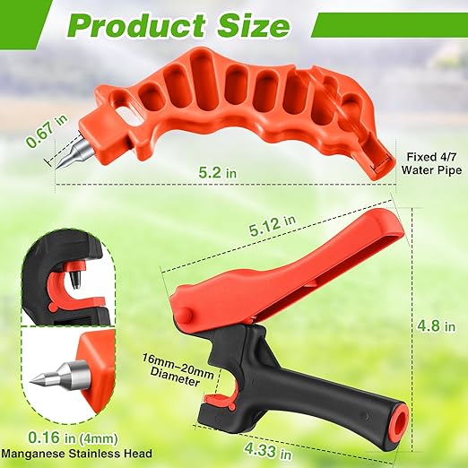 Feekoon Drip Irrigation Tubing Cutter Hole Punch Tool, Irrigation Sprinkler Hose Cutter, 2 in 1 Combination Drip Punch Tool for Garden PE Pipe 16 20mm (Orange)