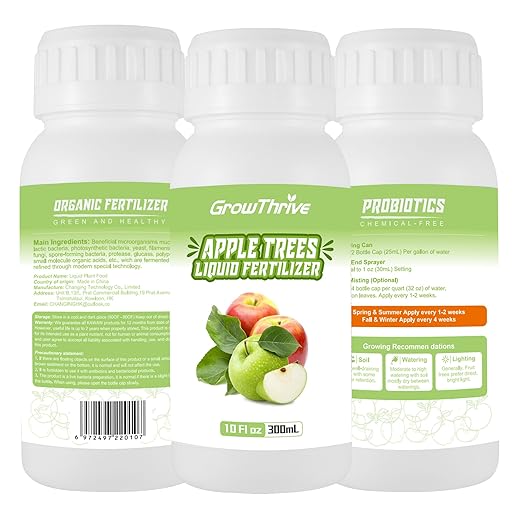 10oz Organic Apple Tree Fertilizer - Microbial Probiotic Liquid Plant Food for Indoor & Outdoor Fruit Trees, Root Booster & Leaf Revivifier, 1:400 Concentrated