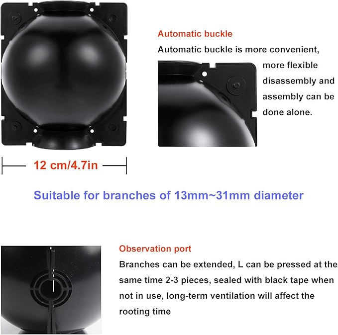 Reusable Plant Rooting Grow Box - Plant Rooter Device-Rooting Ball Grafting Tools-High Pressure Root Propagation Containers - Root Booster for Fast Growth Reproduction Pod.(5 pcs – L)