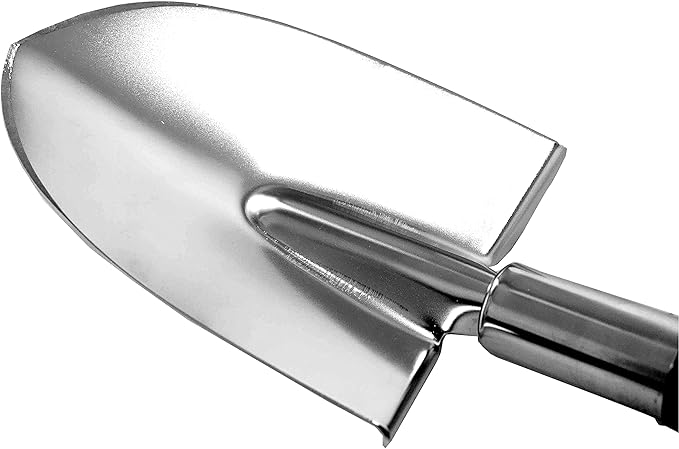 Garden Shovel Hand Long Handle 18-1/2" Heavy Duty Japanese Steel Wood Handle, Made in Japan, Long Handle Garden Trowel Tool for Digging and Transplanting, Silver