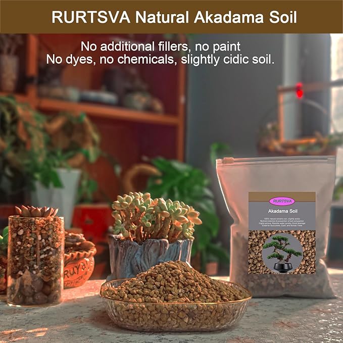 Rurtsva Akadama Bonsai Soil 2lbs Horticultural Potting Soil Amendment Cacti Succulent Plant Soil, Prevent Over Water, Provides Optimal Water Retention, Fast Drainage, YFAK000