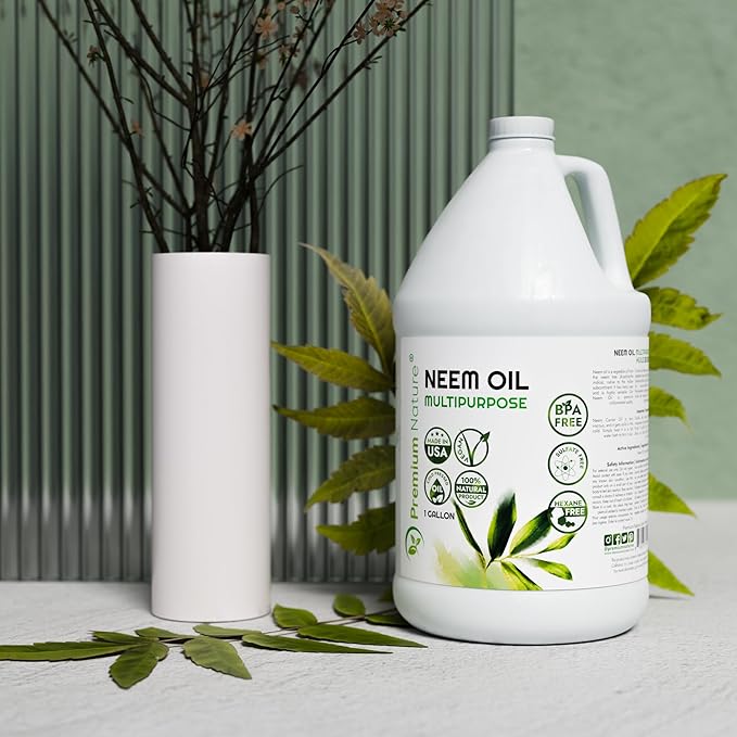 Premium Nature Organic Neem Oil for Skin and Hair Need Oil 100% Pure Cold Pressed for Essential Oil Mixing Neem Oils for Plants Neem Cake Massage Oil Neems Spray for Indoor Plants 1 Gallon