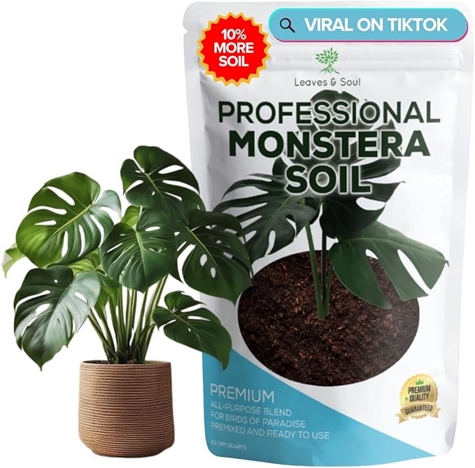Monstera Plant Soil Premium All Purpose Blend | Large 2.2 Quarts | Ready to Use for Indoor Container and Houseplants | Peat, Coco Coir, Perlite, Dolomite | Made in USA