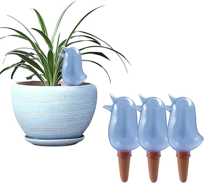 4 Pack Self Watering Spikes for Plants - Bird Shape Automatic Irrigation System, Self Watering Planter Insert for Indoor & Outdoor Potted Plants, Plastic Plant Watering Devices(Blue)