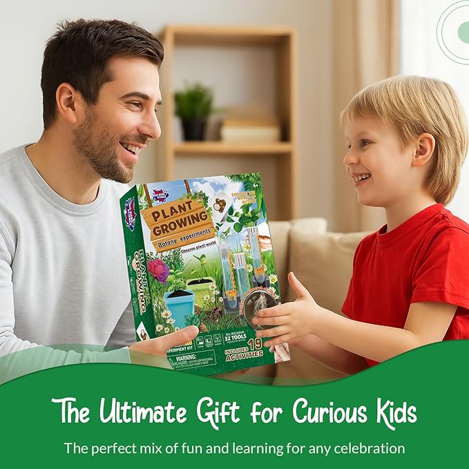 Plant Science Kit for Kids Ages 8-12 | STEM Educational Gift with 19 Experiments | Grow Real Plants from Kitchen Seeds | DIY Biology Set for Boys & Girls Birthday Christmas