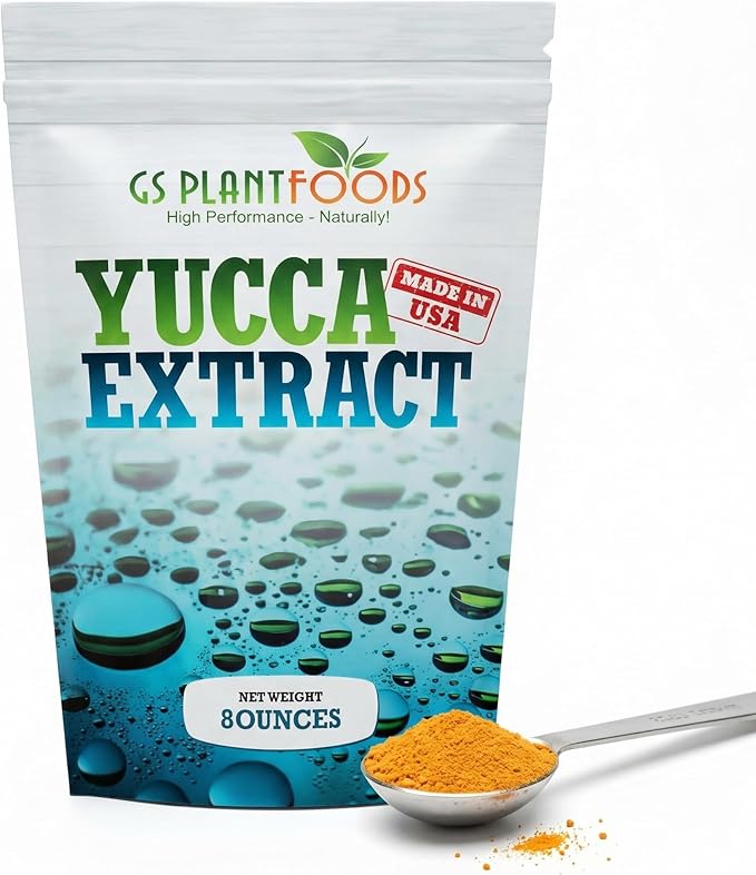 GS Plant Foods Yucca Extract Wetting Agent - All Natural Wetting Agent (8 Ounces Concentrate) - Plant Thirst Quench for Plants, Lawns - Liquid Aeration Soil Loosener