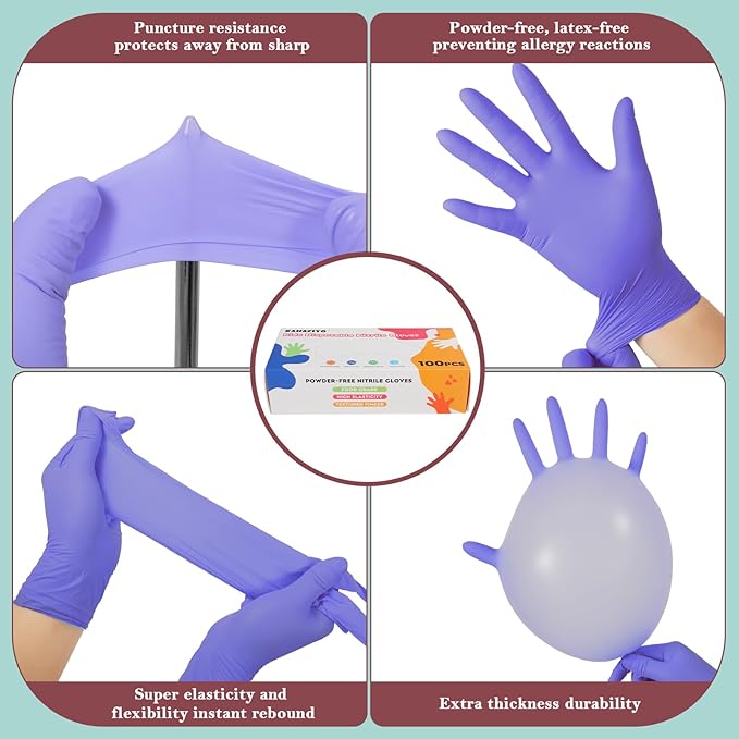 Kids Disposable Nitrile Gloves for 4-10 Years, Suitable for Cooking, Gardening, Painting, Powder and Latex Free-100 PCS