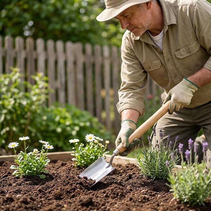 tooloflife Long Handle Garden Shovel – Stainless Steel Gardening Hand Trowel for Planting Digging Transplanting (Narrow Shovel)