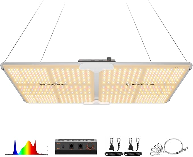 Spider Farmer SF2000 200W LED Grow Light for Indoor Plants, Upgraded High Efficiency LEDs, Dimmable Full Spectrum High PPFD, Deep Penetration for Seed Starting/Vegetables/Bloom in 2x4 Grow Tent