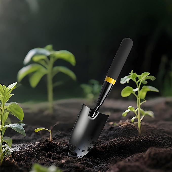 Garden Trowel - Metal Hand Shovel with Rubber Handle. This Garden Hand Trowel is Easy to use and Suitable for Soil Planting, Digging, transplanting and Outdoor Exploration Activities (Narrow Shovel)