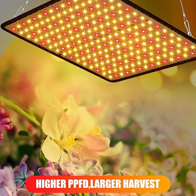 Liliful 4 Pcs Grow Lights Panel 200W Artificial Full Spectrum Grow Lamps with 225 LEDs for Indoor Outdoor Seedling Tent Flowe(Warm White, Red)