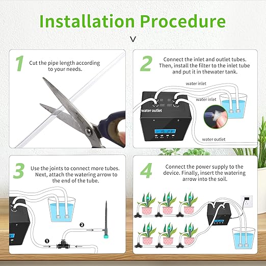 Automatic Indoor Plant Waterer, Dual Pump Drip Irrigation System with Timer, 20 Adjustable Drippers, Self Watering for Potted Plants, Easy Setup
