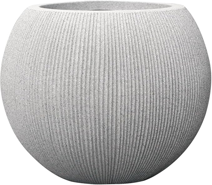 14.5"Dia Large Gray Round Plastic Planter with Drainage Hole & Plug, Textured Lightweight Plant Pot, Shatterproof & UV Resistant for Indoor Outdoor Patio, Modern Decor (11.8"H x 8.9" Opening)