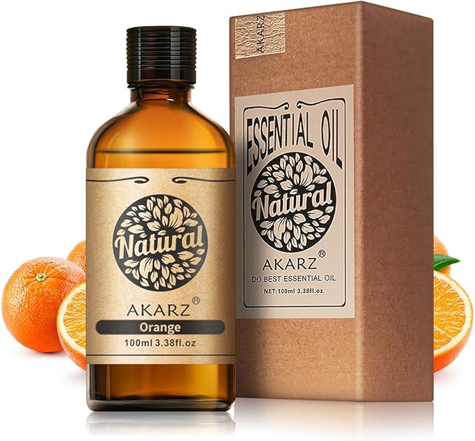 AKARZ 100ml Orange Essential Oil Natural Orange Oil Pure for Candle Making,DIY Skincare Products Massage,Home Spa Relaxation