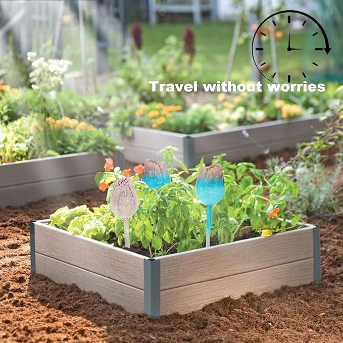 2 PC Plant Watering Globes Tulips, Glass Water Globes for Plants Plant Watering Globes Tulips Insert Spikes Drip Devices Water Spikes for Indoor Plants